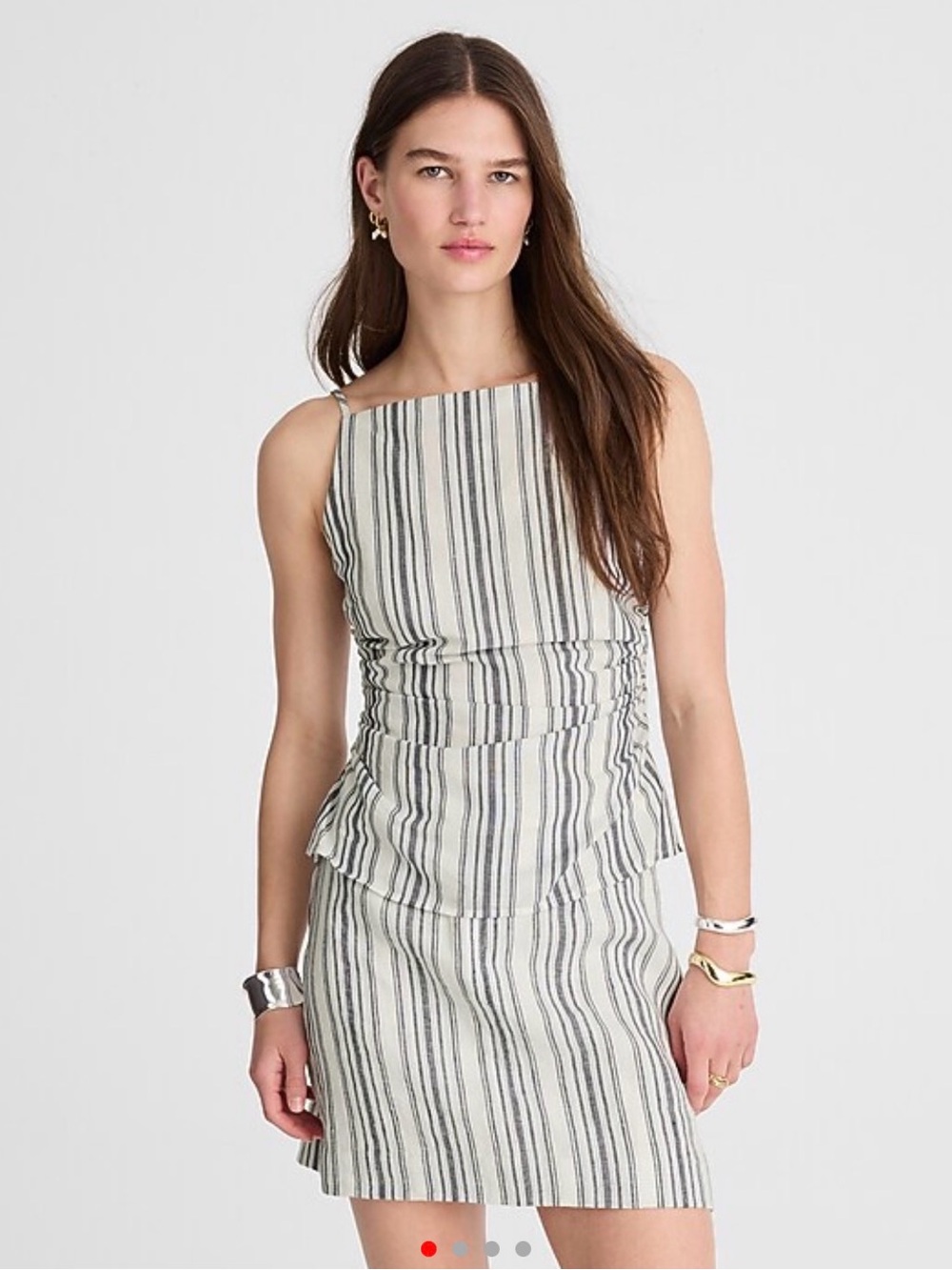 NWT - madewell Ruched Squareneck Tank in Linen-Cotton lighthouse. Size 00